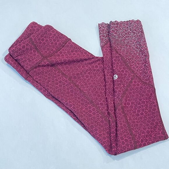 ~ Lululemon 4 Legging Tight Stuff Crop Pant Star Pixel Raspberry Bordeaux Drama - Picture 2 of 16